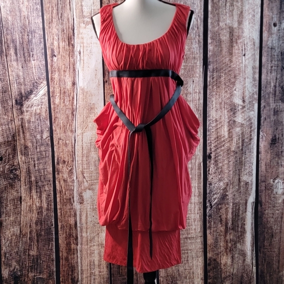 Alexander McQueen Dresses & Skirts - NWT Authentic Alexander Mcqueen McQ Red Dress w Black Belt Size Large